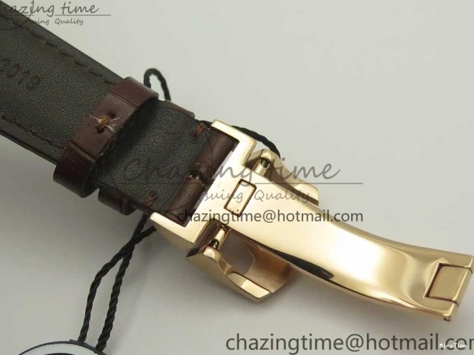 MIROTIME 1222 Portuguese Tourbillon IW504602 RG ZF Best Edition White Dial on Brown Leather Strap Stretchable 7178